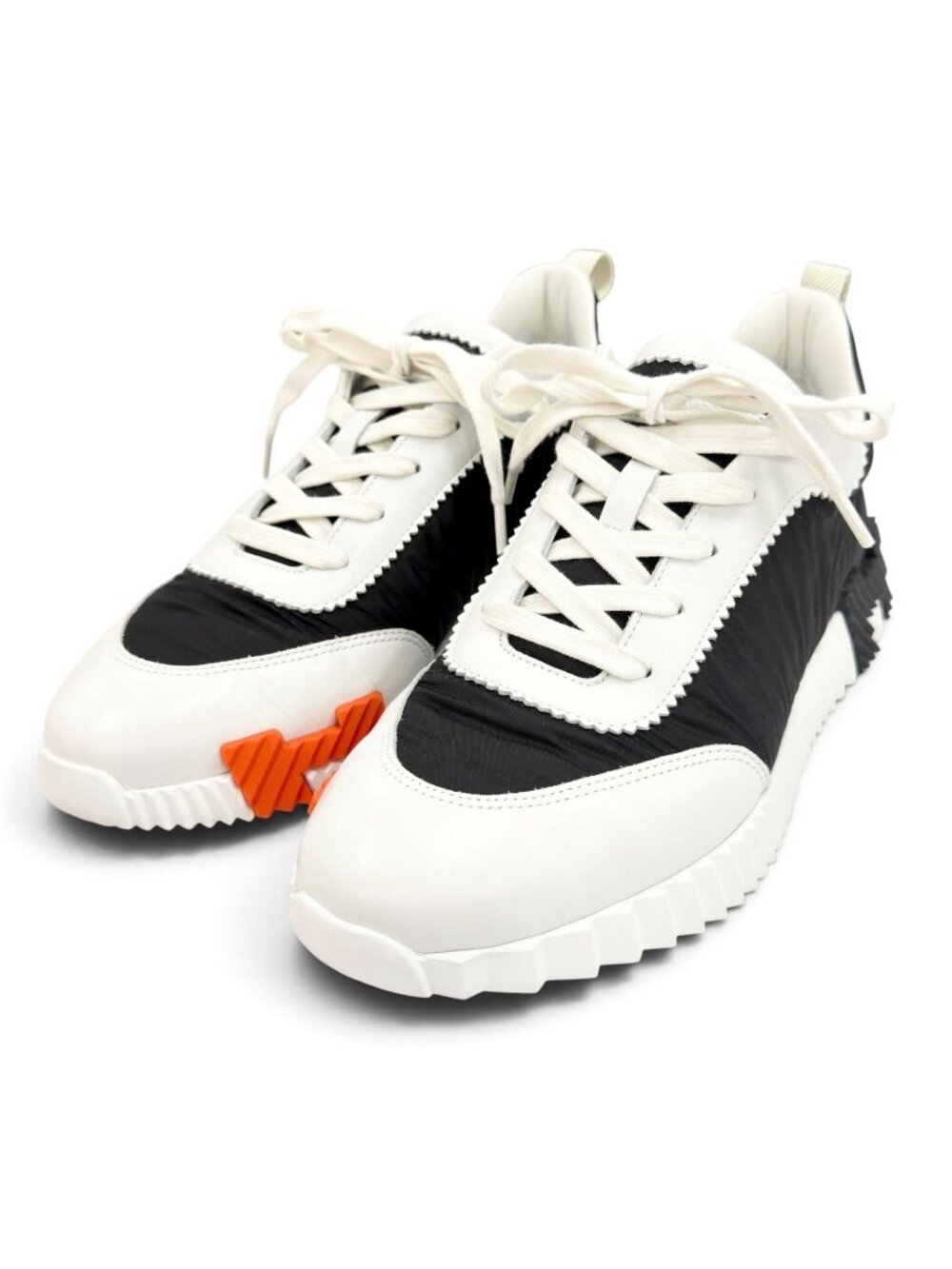 Hermes Bouncing H Logo Shark Sole Bicolor Sneakers Black White